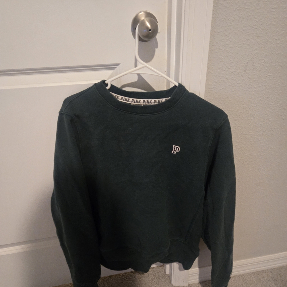 VINTAGE PINK Victoria's Secret Varisty Style Forest Green Sweatshirt XS